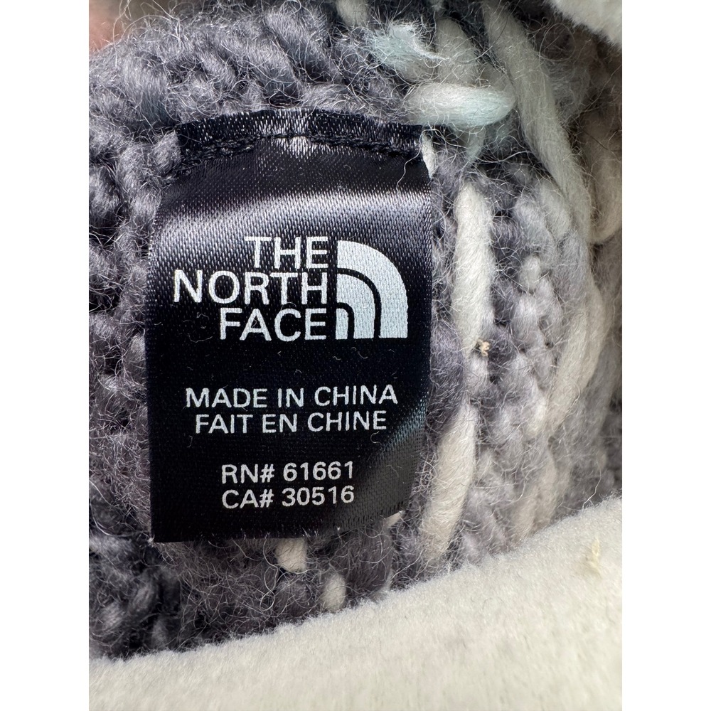 The North Face Grey Ombre Knit Trapper Hat Fleece Lined Braided Tassels Beanie - Picture 5 of 6